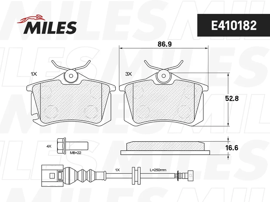 E410182 MILES Комплект тормозных колодок, дисковый тормоз (фото 2)