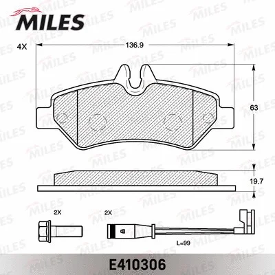 E410306 MILES Комплект тормозных колодок, дисковый тормоз (фото 2)