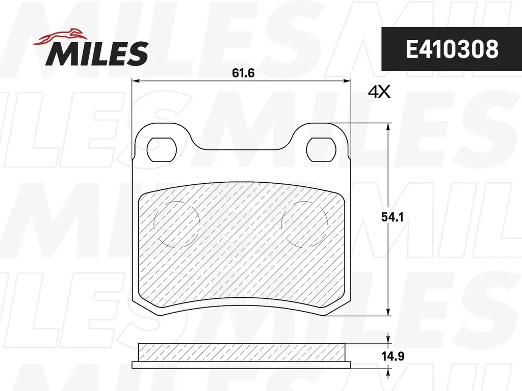 E410308 MILES Комплект тормозных колодок, дисковый тормоз (фото 2)