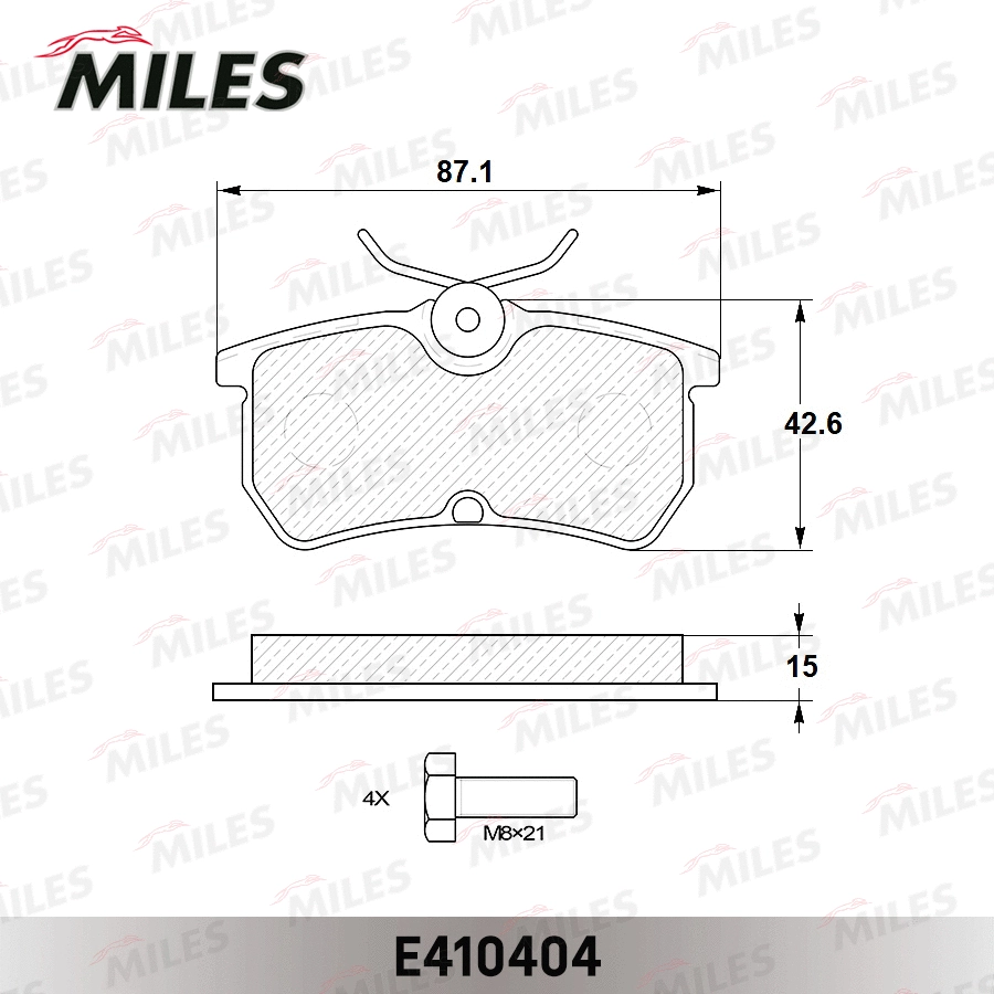 E410404 MILES Комплект тормозных колодок, дисковый тормоз (фото 2)