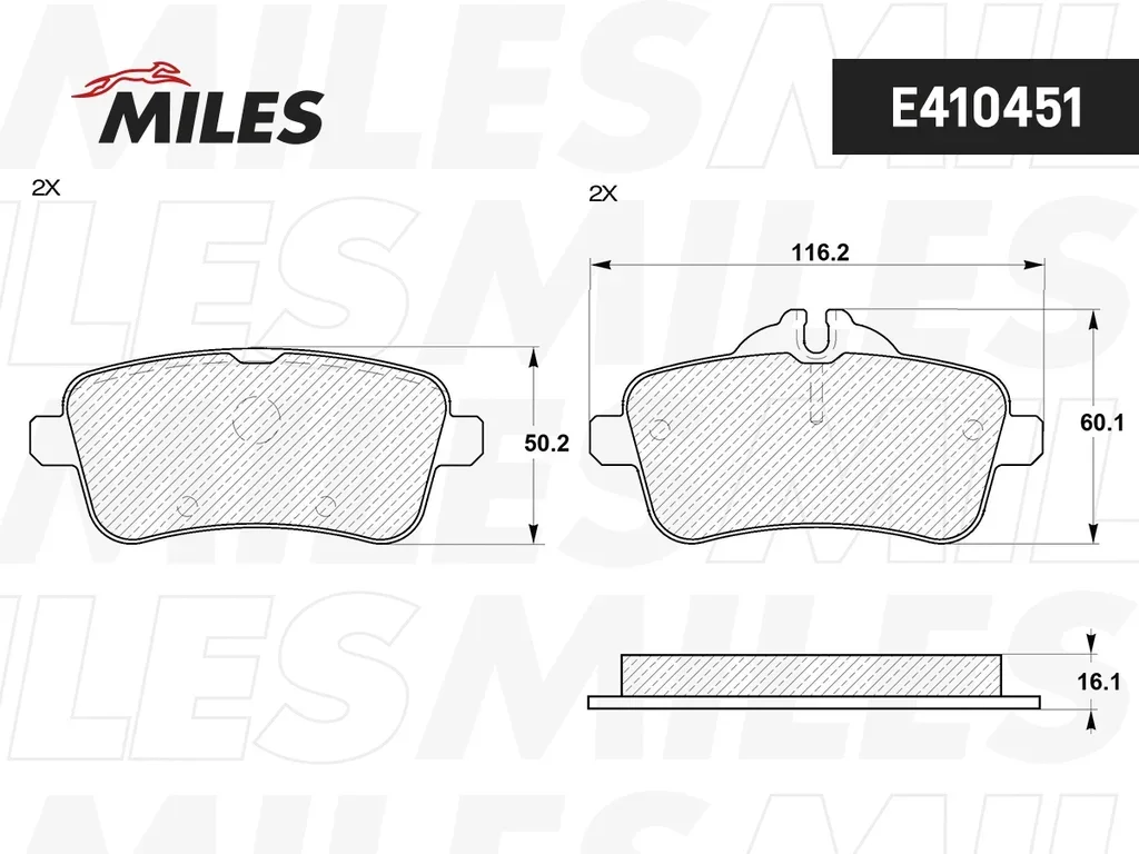 E410451 MILES Комплект тормозных колодок, дисковый тормоз (фото 2)