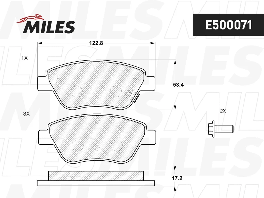 E500071 MILES Комплект тормозных колодок, дисковый тормоз (фото 2)