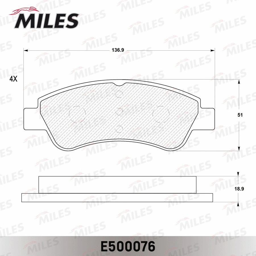 E500076 MILES Комплект тормозных колодок, дисковый тормоз (фото 2)