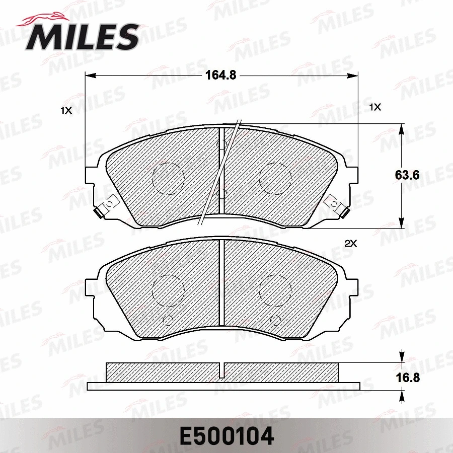 E500104 MILES Комплект тормозных колодок, дисковый тормоз (фото 2)
