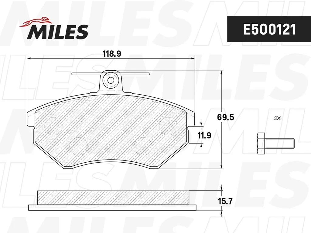 E500121 MILES Комплект тормозных колодок, дисковый тормоз (фото 2)