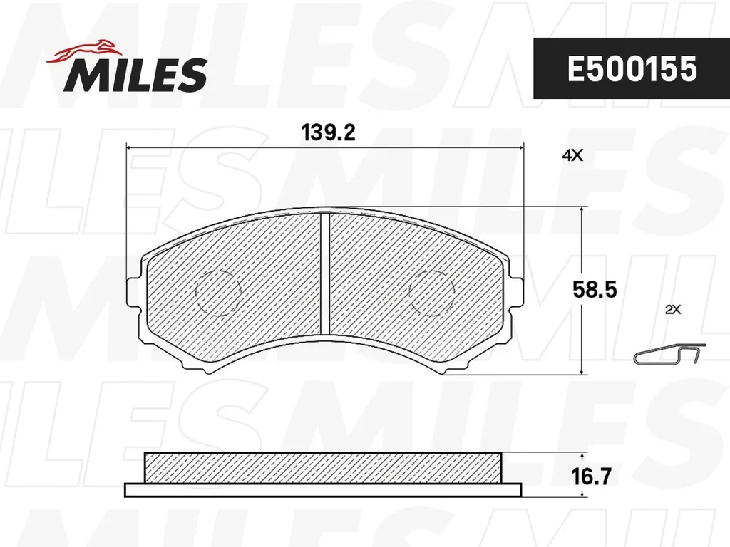 E500155 MILES Комплект тормозных колодок, дисковый тормоз (фото 2)