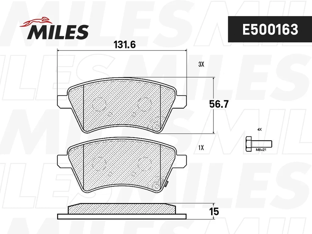 E500163 MILES Комплект тормозных колодок, дисковый тормоз (фото 2)