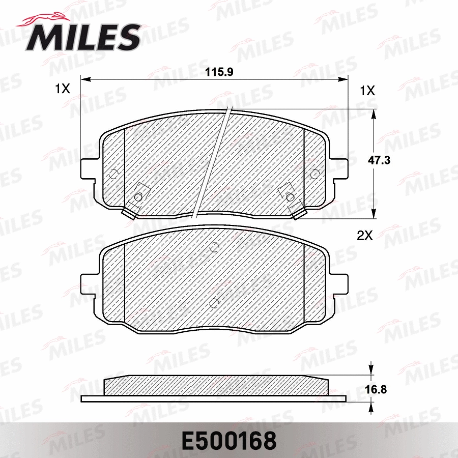 E500168 MILES Комплект тормозных колодок, дисковый тормоз (фото 2)