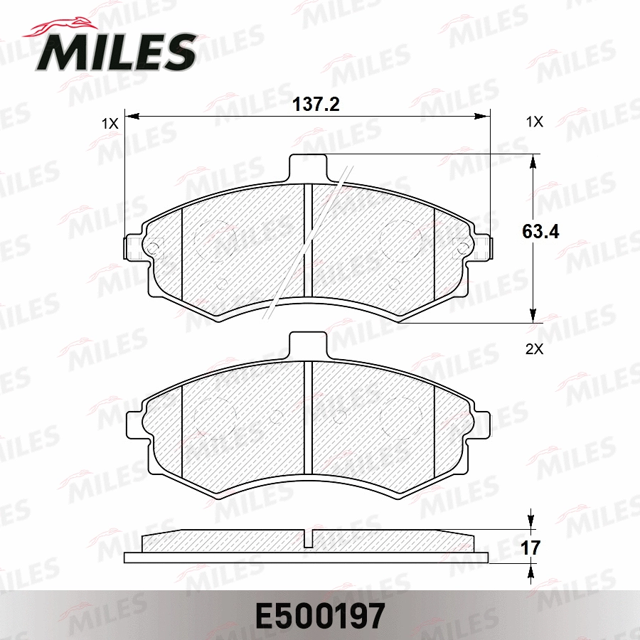 E500197 MILES Комплект тормозных колодок, дисковый тормоз (фото 2)