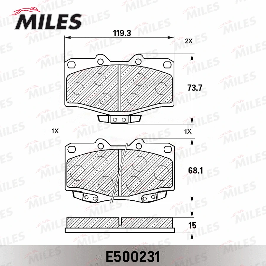 E500231 MILES Комплект тормозных колодок, дисковый тормоз (фото 2)