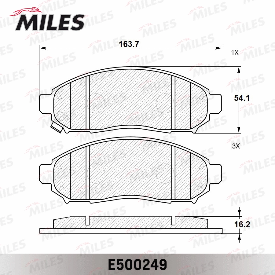 E500249 MILES Комплект тормозных колодок, дисковый тормоз (фото 2)