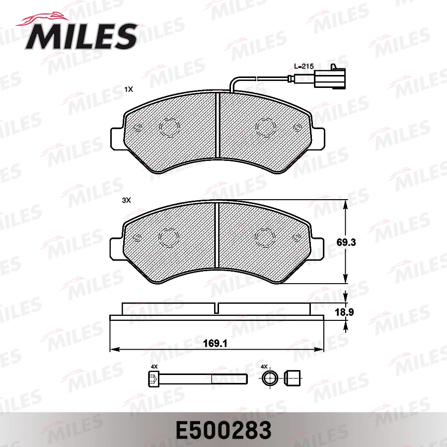 E500283 MILES Комплект тормозных колодок, дисковый тормоз (фото 2)