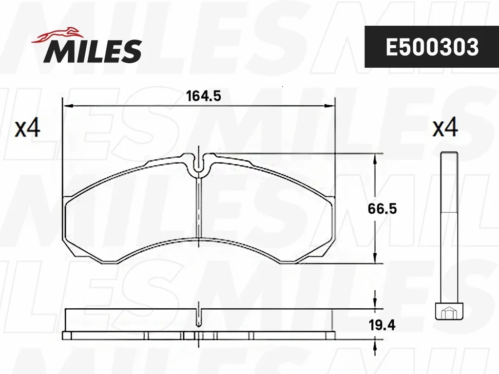 E500303 MILES Комплект тормозных колодок, дисковый тормоз (фото 2)