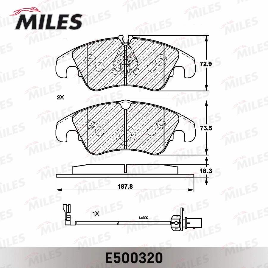 E500320 MILES Комплект тормозных колодок, дисковый тормоз (фото 2)