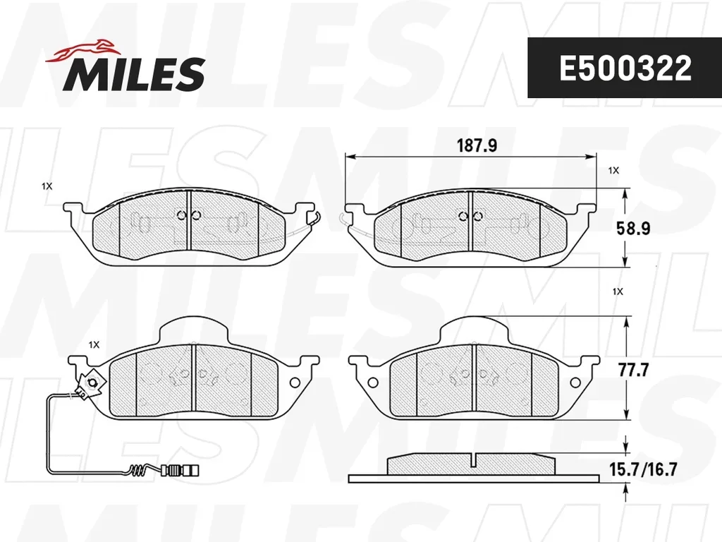 E500322 MILES Комплект тормозных колодок, дисковый тормоз (фото 2)