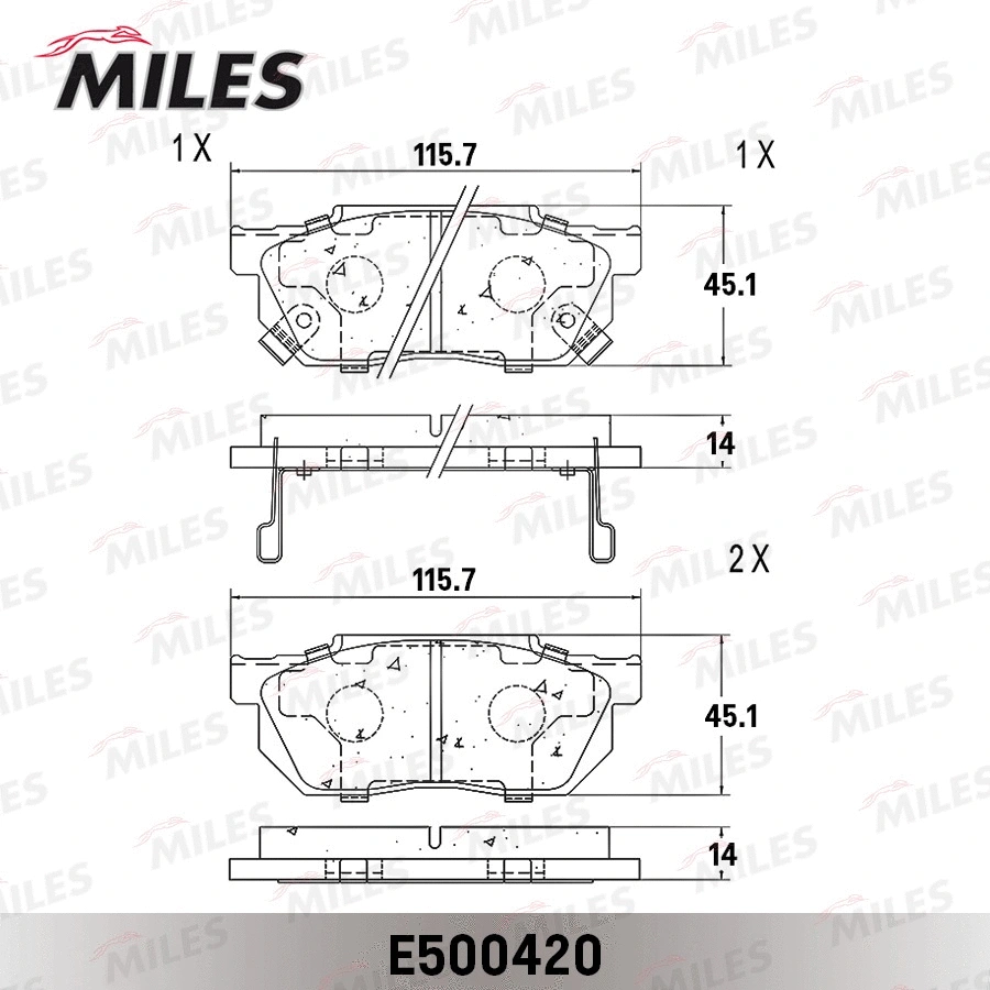 E500420 MILES Комплект тормозных колодок, дисковый тормоз (фото 2)