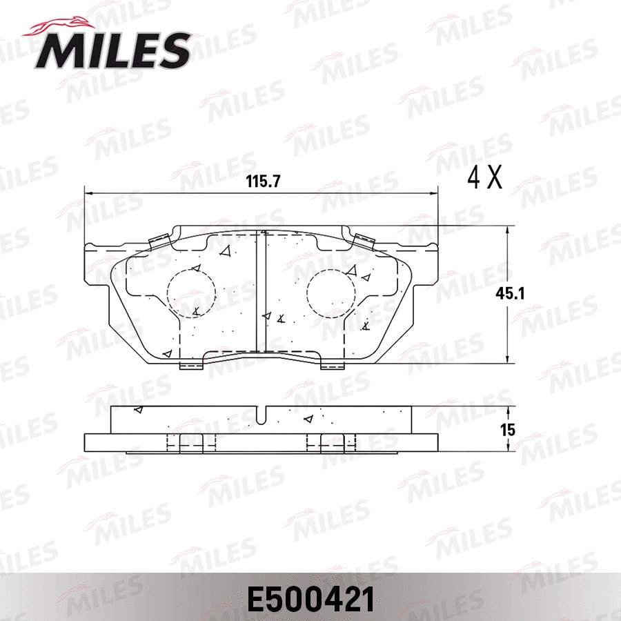 E500421 MILES Комплект тормозных колодок, дисковый тормоз (фото 2)