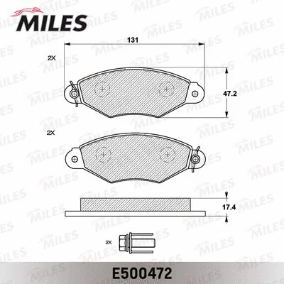 E500472 MILES Комплект тормозных колодок, дисковый тормоз (фото 2)