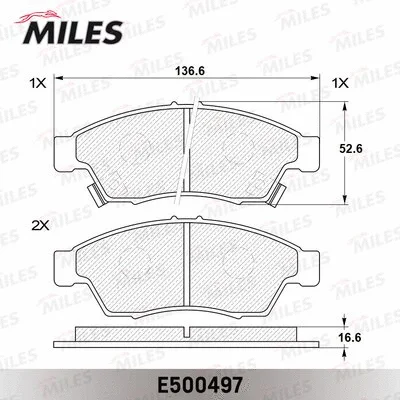 E500497 MILES Комплект тормозных колодок, дисковый тормоз (фото 2)