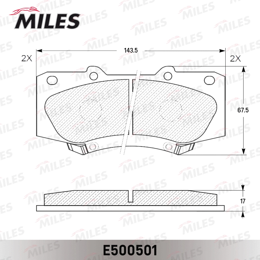 E500501 MILES Комплект тормозных колодок, дисковый тормоз (фото 2)