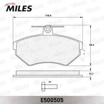 E500505 MILES Комплект тормозных колодок, дисковый тормоз (фото 2)