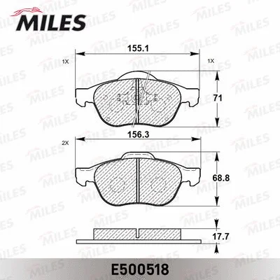 E500518 MILES Комплект тормозных колодок, дисковый тормоз (фото 2)
