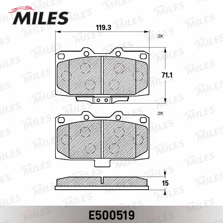 E500519 MILES Комплект тормозных колодок, дисковый тормоз (фото 2)