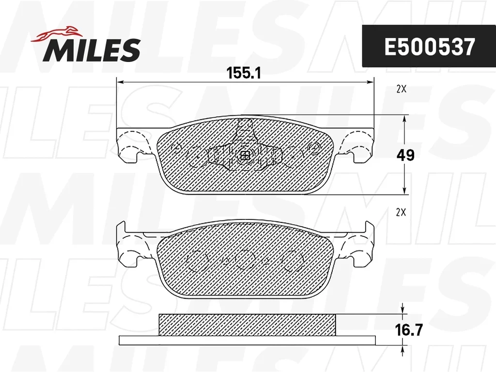 E500537 MILES Комплект тормозных колодок, дисковый тормоз (фото 1)
