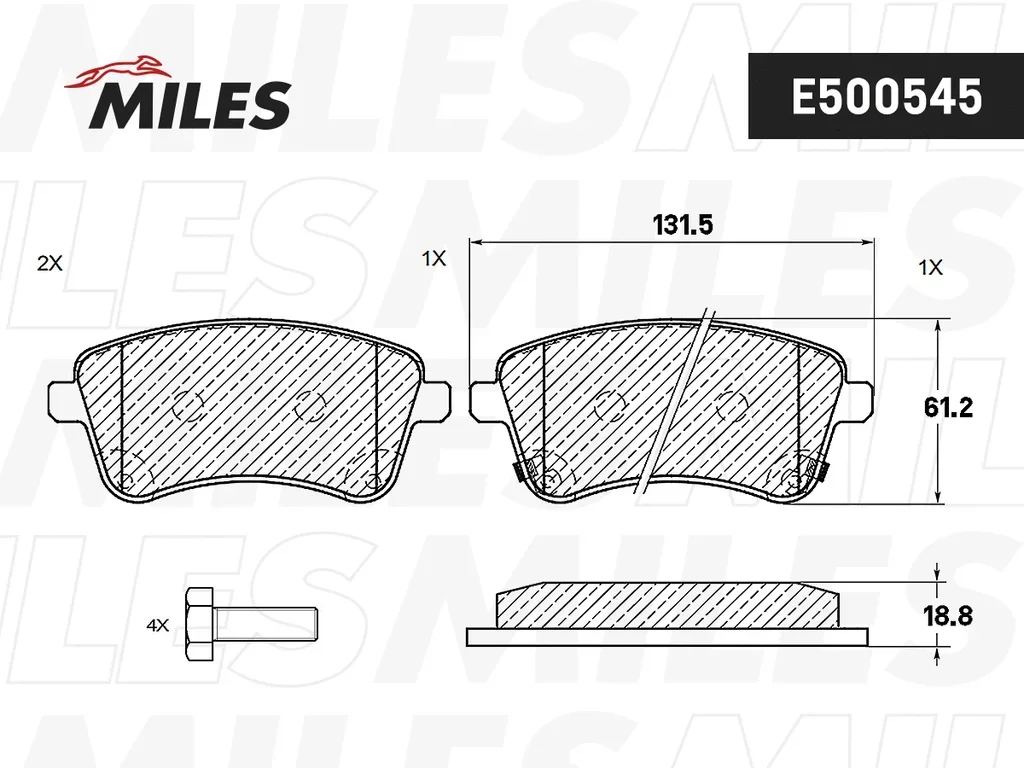 E500545 MILES Комплект тормозных колодок, дисковый тормоз (фото 2)