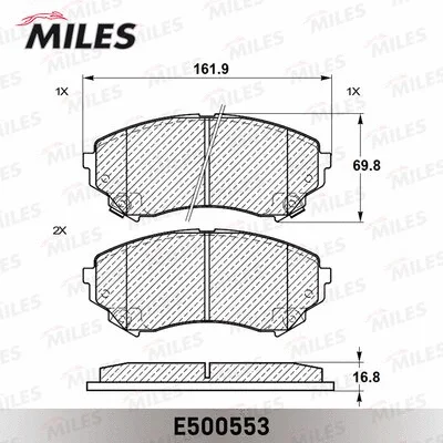 E500553 MILES Комплект тормозных колодок, дисковый тормоз (фото 2)