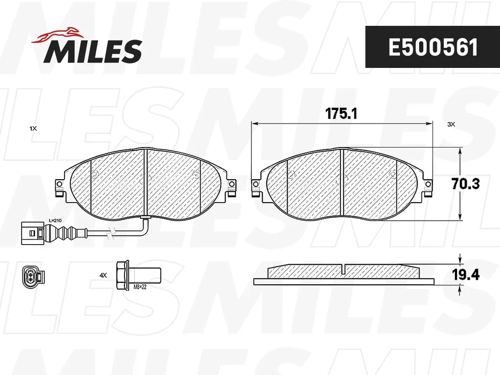 E500561 MILES Комплект тормозных колодок, дисковый тормоз (фото 2)