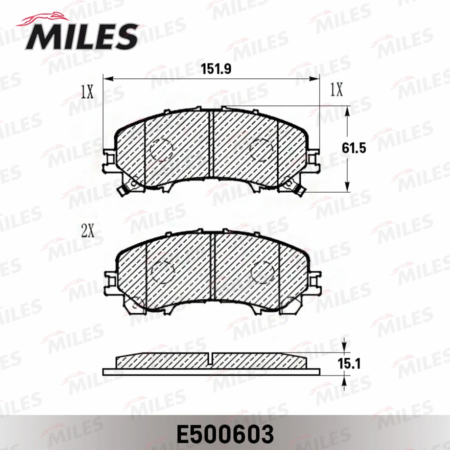 E500603 MILES Комплект тормозных колодок, дисковый тормоз (фото 2)