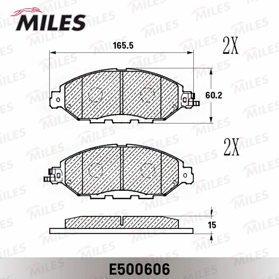 E500606 MILES Комплект тормозных колодок, дисковый тормоз (фото 2)