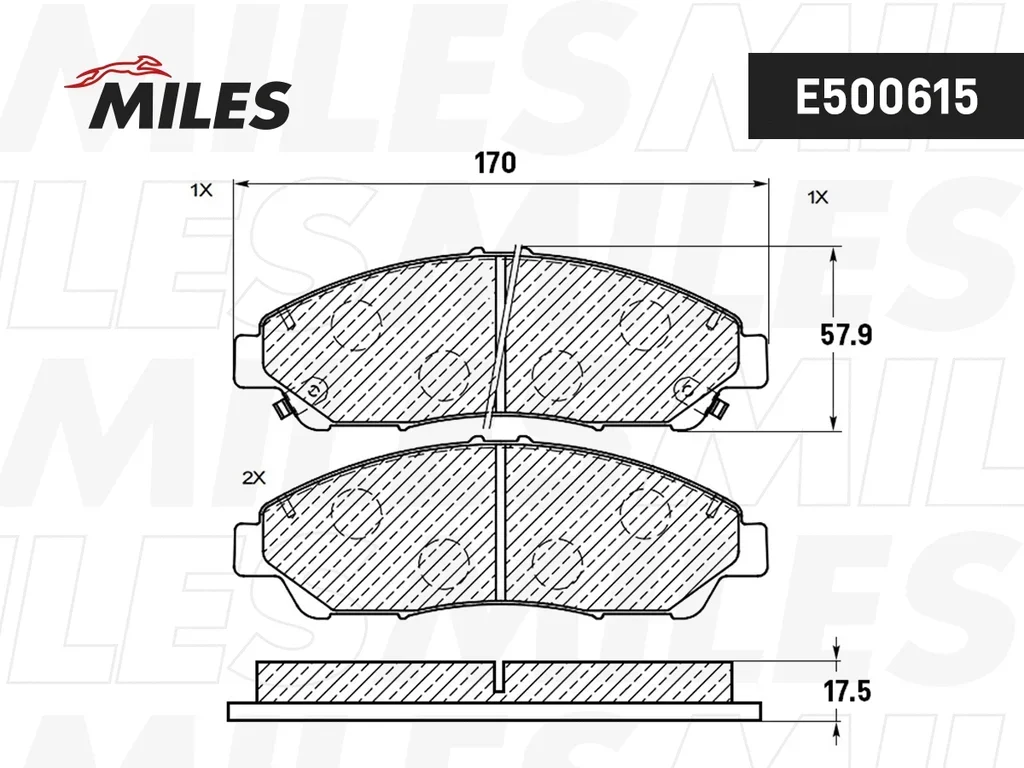 E500615 MILES Комплект тормозных колодок, дисковый тормоз (фото 2)