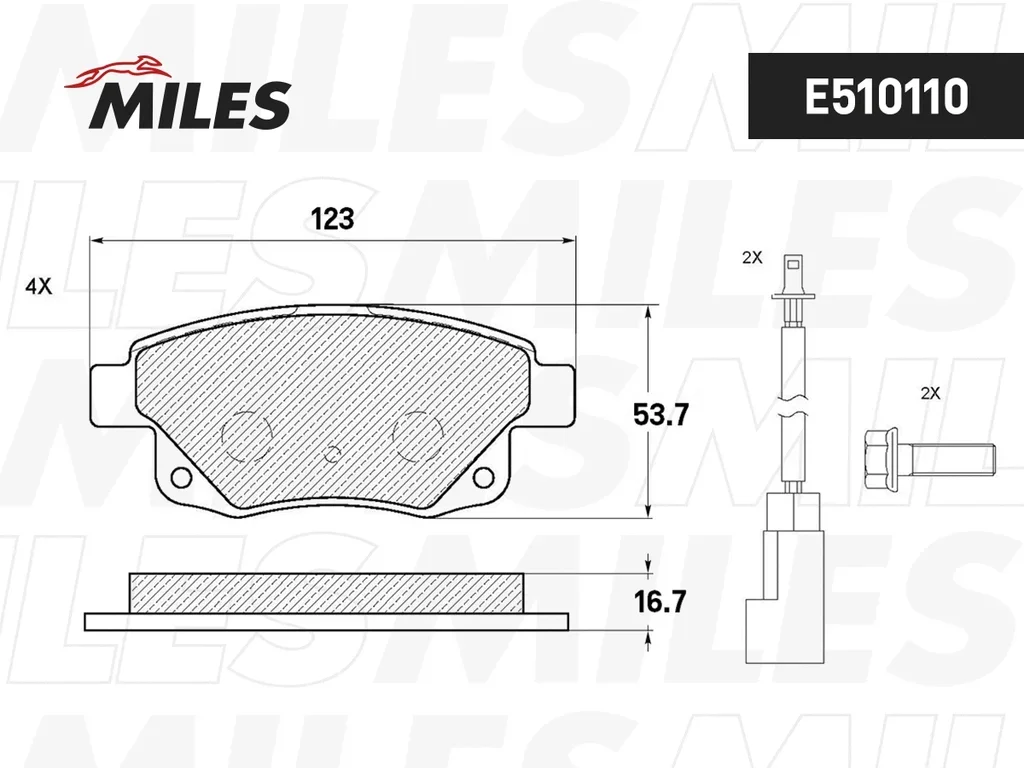 E510110 MILES Комплект тормозных колодок, дисковый тормоз (фото 2)