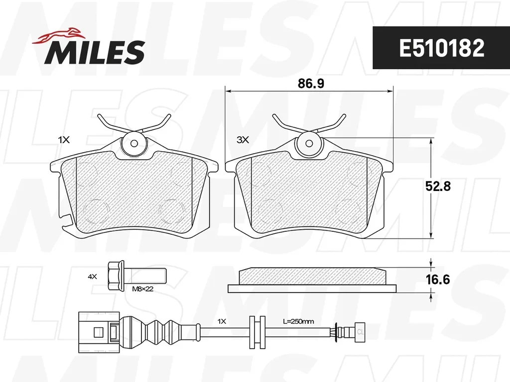 E510182 MILES Комплект тормозных колодок, дисковый тормоз (фото 2)