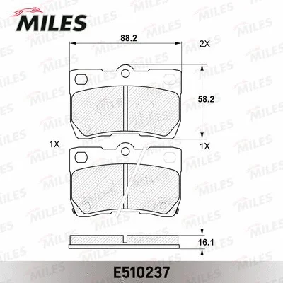 E510237 MILES Комплект тормозных колодок, дисковый тормоз (фото 2)