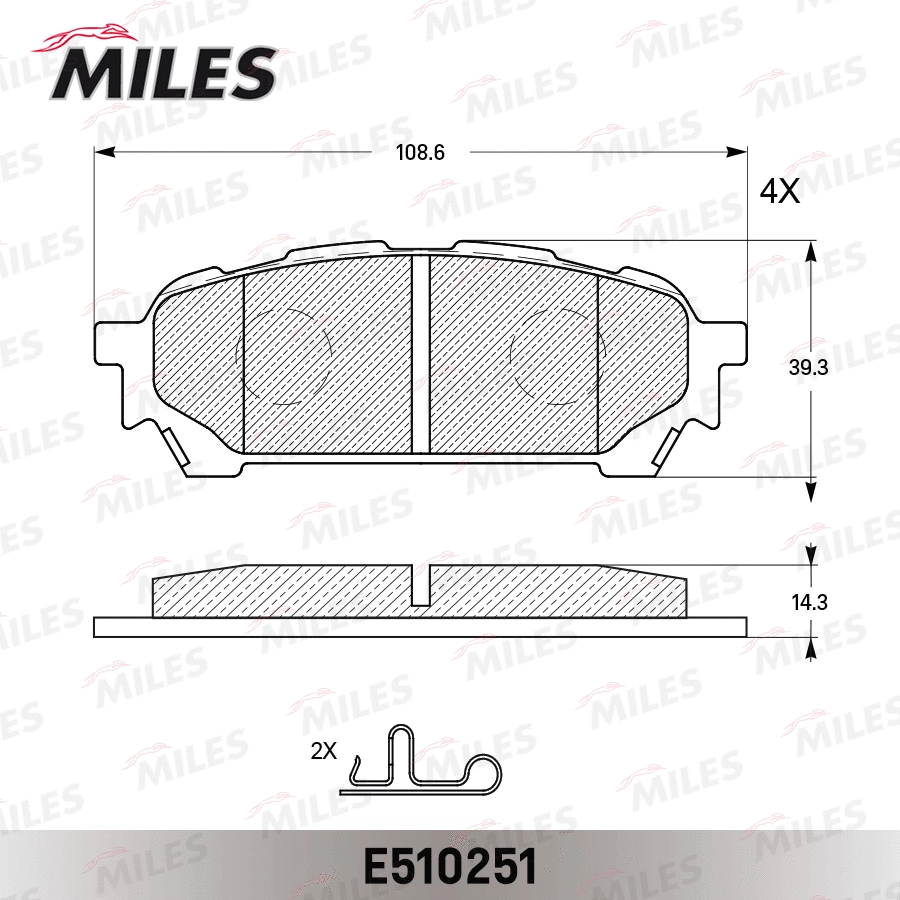 E510251 MILES Комплект тормозных колодок, дисковый тормоз (фото 2)