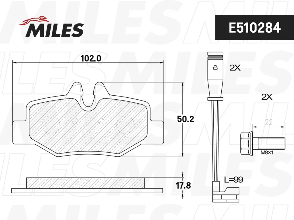 E510284 MILES Комплект тормозных колодок, дисковый тормоз (фото 2)