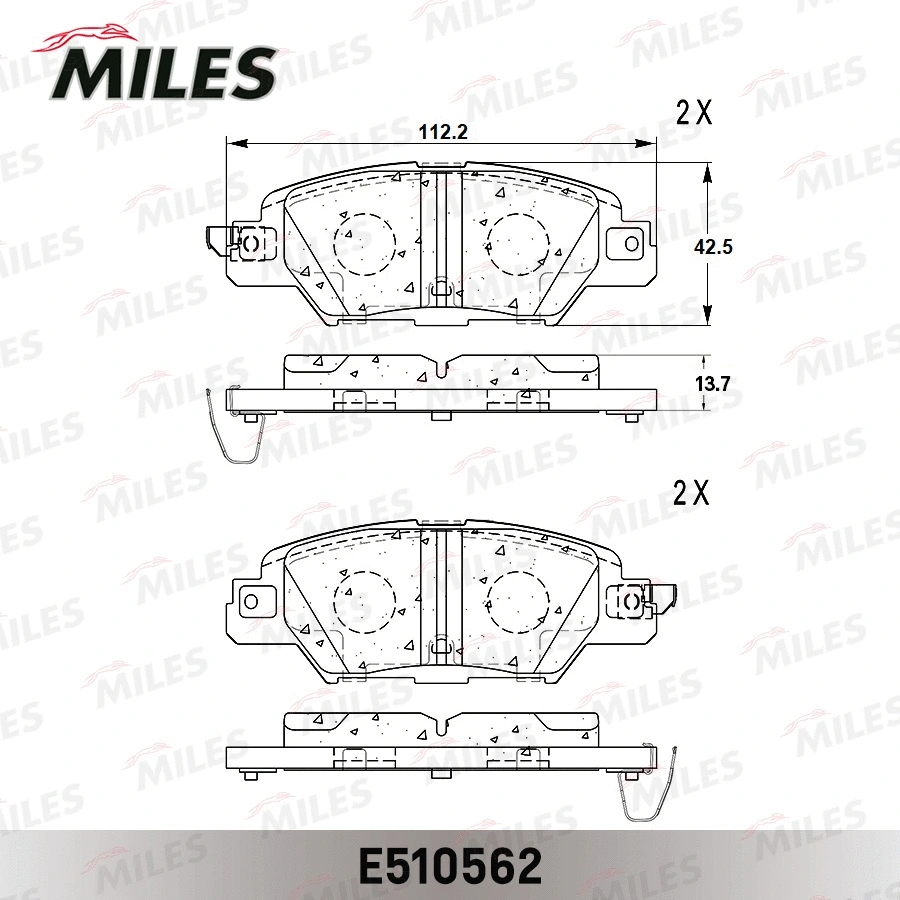 E510562 MILES Комплект тормозных колодок, дисковый тормоз (фото 2)