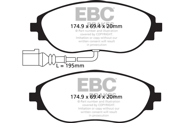 DP82127RP1 EBC Brakes Комплект высокоэффективных тормозных колодок (фото 1)