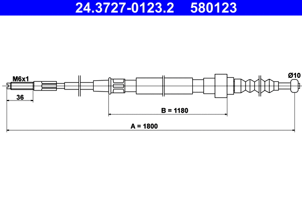 24.3727-0123.2 ATE Тросик, cтояночный тормоз (фото 1)