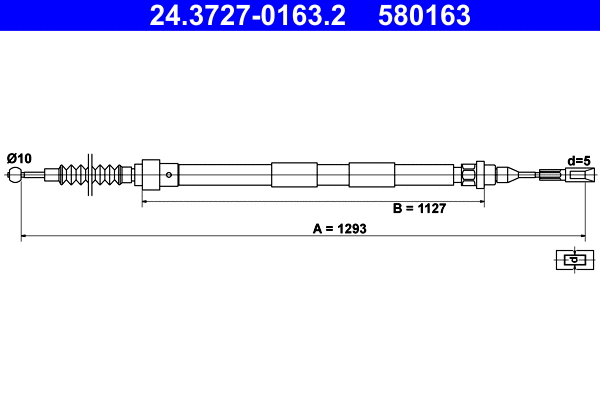 24.3727-0163.2 ATE Тросик, cтояночный тормоз (фото 1)