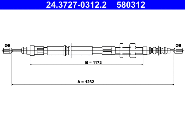 24.3727-0312.2 ATE Тросик, cтояночный тормоз (фото 1)