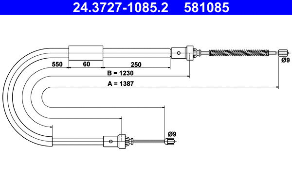 24.3727-1085.2 ATE Тросик, cтояночный тормоз (фото 1)