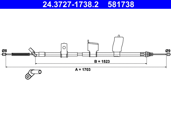 24.3727-1738.2 ATE Тросик, cтояночный тормоз (фото 1)