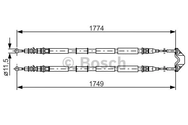 1 987 477 163 BOSCH Тросик, cтояночный тормоз (фото 3)