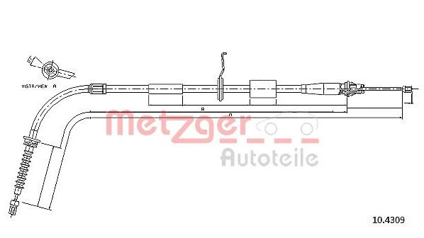 10.4309 METZGER Тросик, cтояночный тормоз (фото 1)