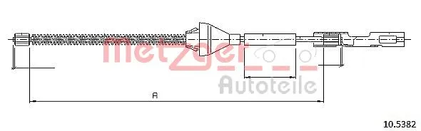 10.5382 METZGER Тросик, cтояночный тормоз (фото 1)