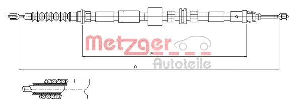 11.5512 METZGER Тросик, cтояночный тормоз (фото 1)